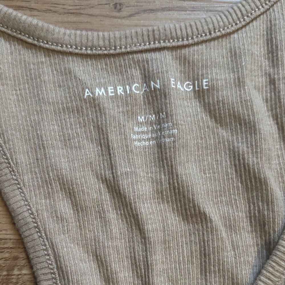 Ribbed Button-Front Racerback Tank Top - Beige - Picture 2 of 3